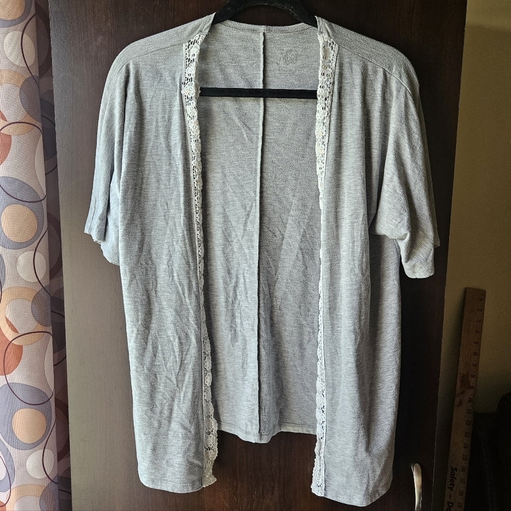 Justice Gray Open Front Short Sleeve Cardigan